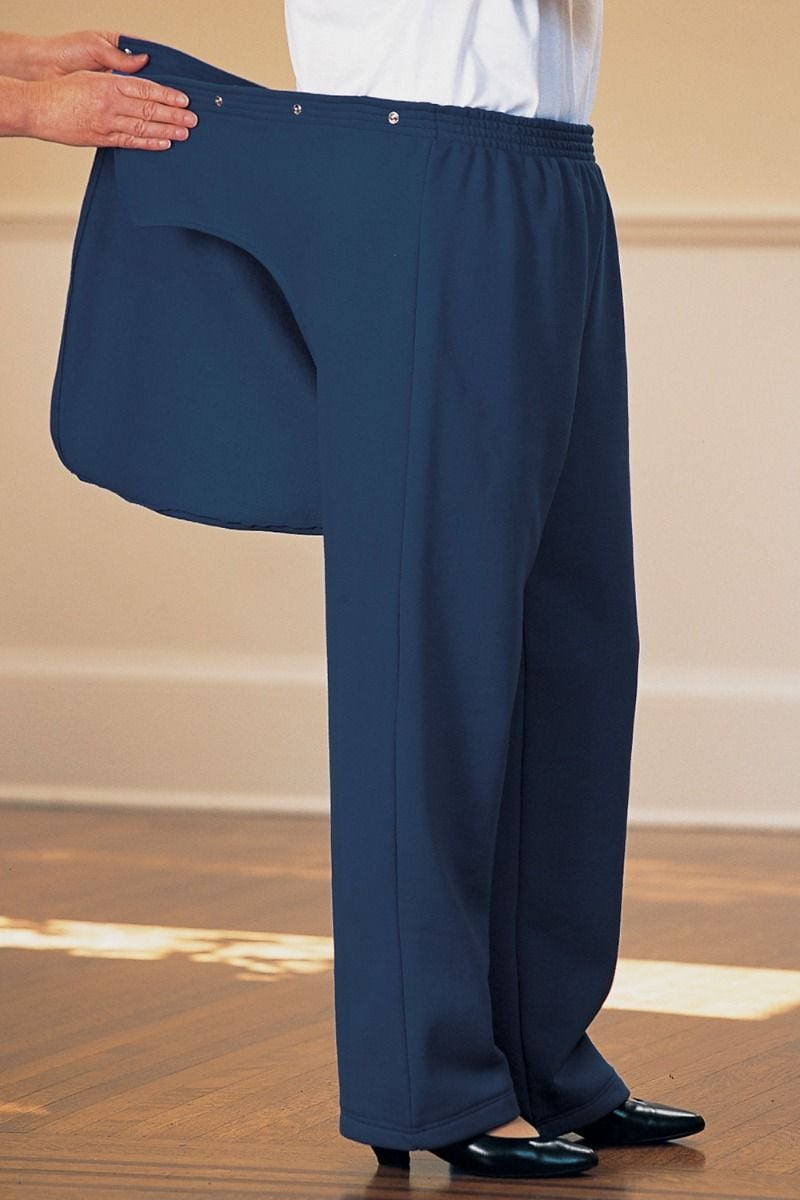 Women's Fleece Back-Flap Pants Adaptive Clothing for Seniors