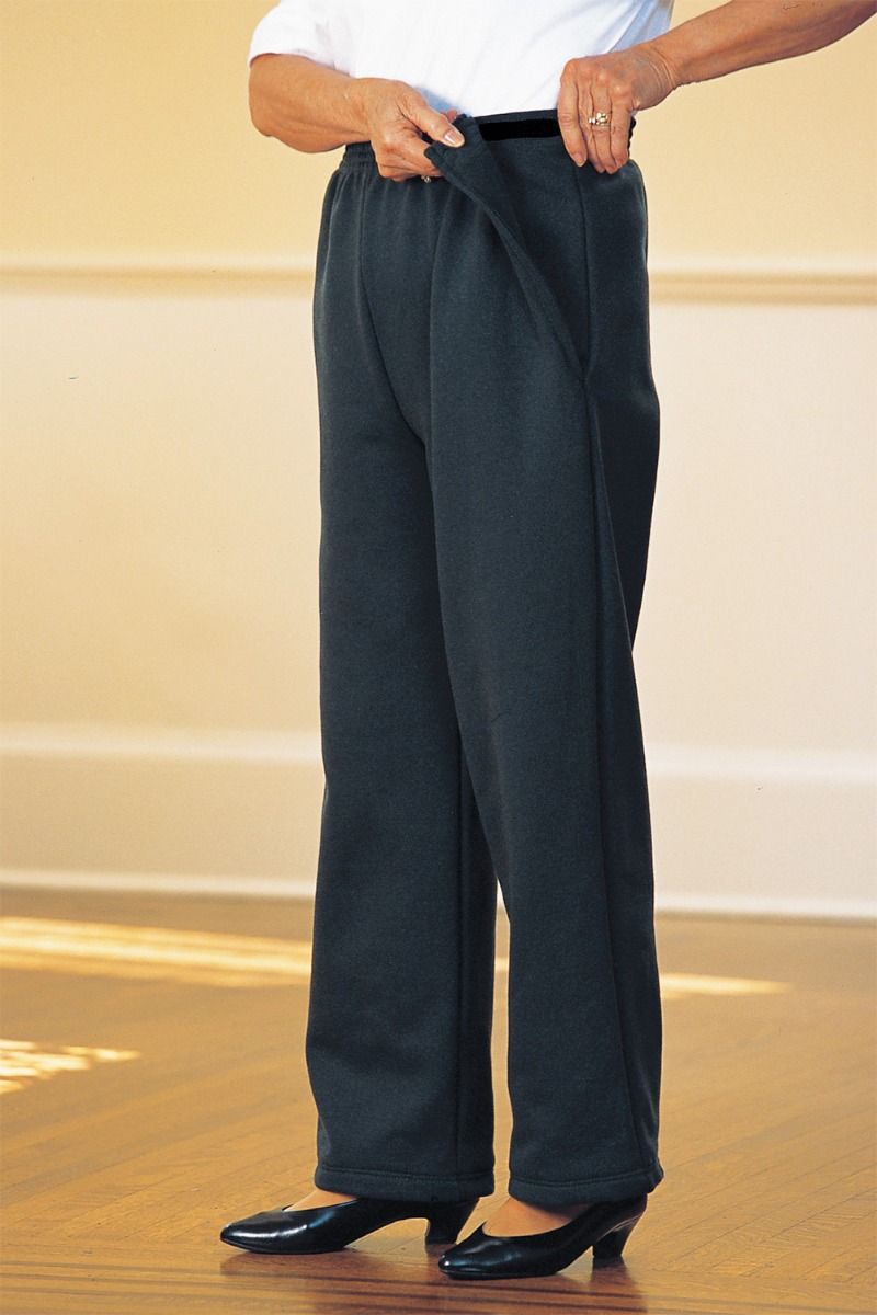 Side Velcro Fleece Pants Adaptive Clothing for Seniors, Disabled