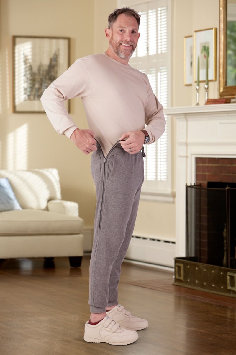 Men's Side Zip Joggers Adaptive Clothing for Seniors, Disabled & Elderly  Care