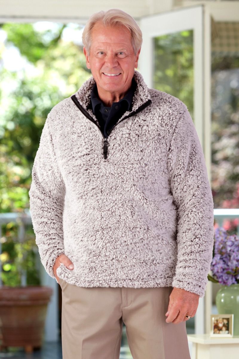 Men's 1/4 Zip Cozy Fleece Pullover Adaptive Clothing for Seniors, Disabled  & Elderly Care
