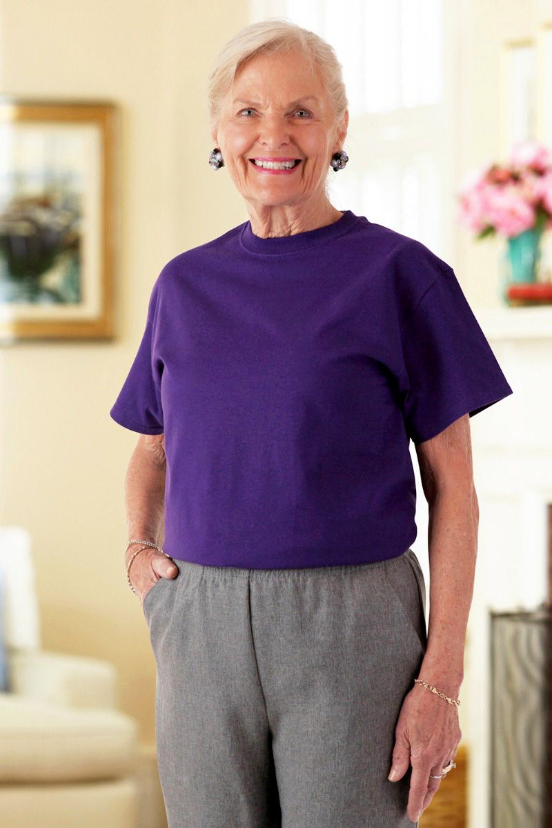 Women's Short Sleeve Solid T-Shirt Adaptive Clothing for Seniors