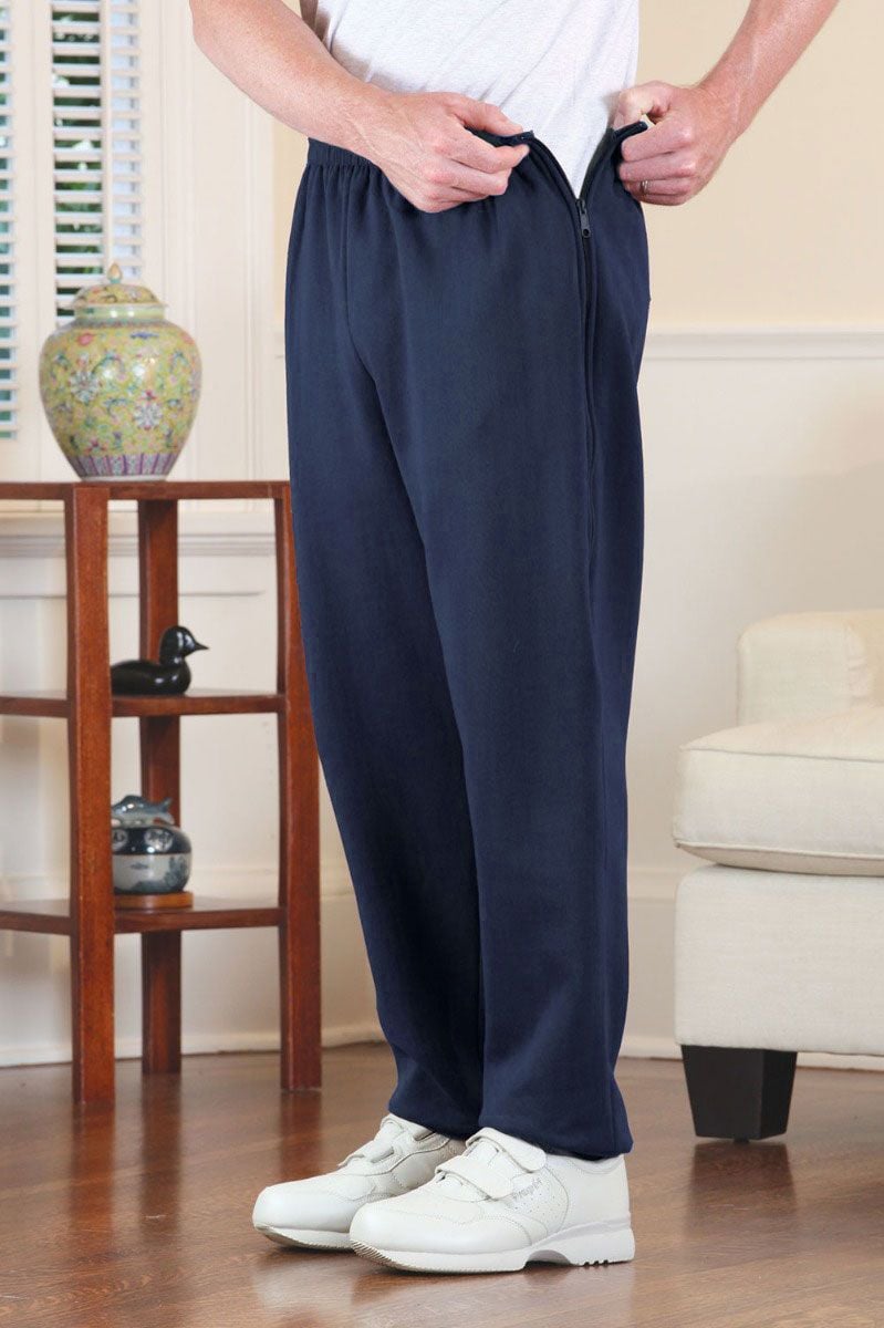 Men's Side-Zip Sweat Pants Adaptive Clothing for Seniors, Disabled