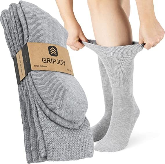 Diabetic Non-Skid Gripper Socks-3 pack Adaptive Clothing for Seniors,  Disabled & Elderly Care