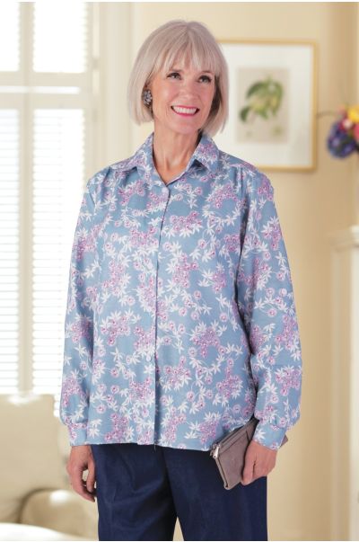 Cotton/Poly Blouse with VELCRO® Brand fasteners