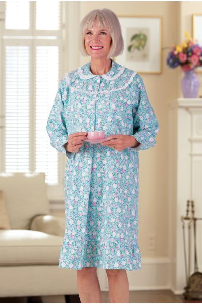 Short Flannel Gown Adaptive Clothing for Seniors, Disabled & Elderly Care