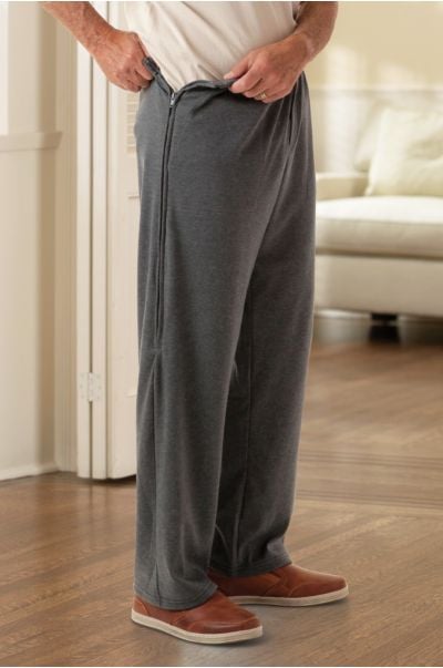 Side-Zip Light-Weight Knit Pants
