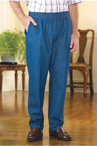 Men's Denim Putter Pants (M-XL) Adaptive Clothing for Seniors, Disabled ...
