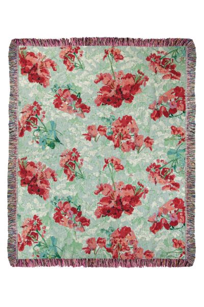 Red Geraniums Woven Throw