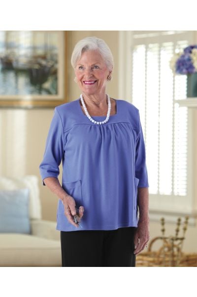 Square Neck Top with Pockets