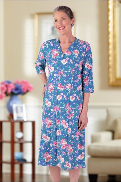 Floral Zip-Front Knit Dress
