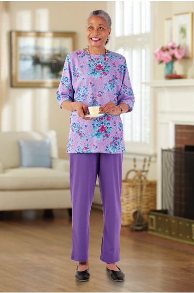 Short Sleeve Mixed Knit Set