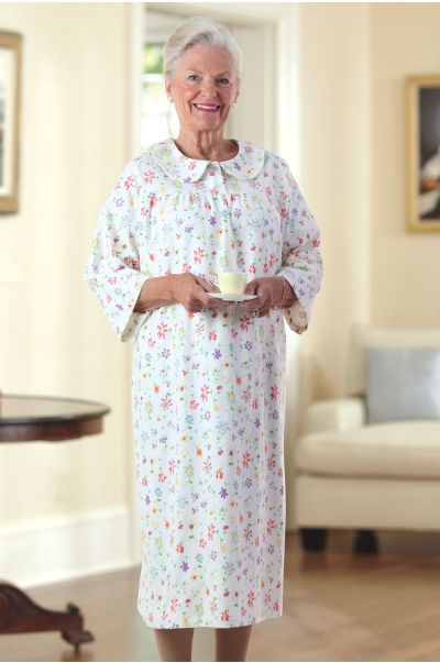Long Flannel Open Back Nightgown Adaptive Clothing for Seniors ...