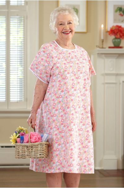 Budget Cotton/Poly Open Back Nightgown Adaptive Clothing for Seniors ...