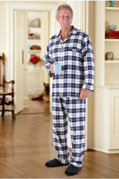 Men's Flannel Pajamas-VELCRO® Front
