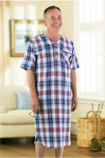 Men's Flannel Nightshirt Adaptive Clothing for Seniors, Disabled ...