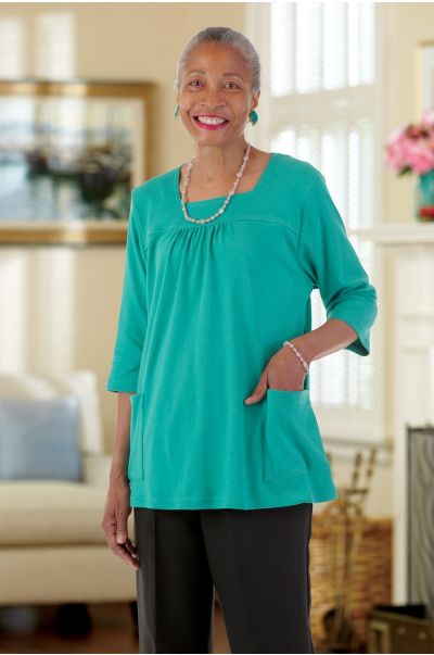 Square Neck Top with Pockets Adaptive Clothing for Seniors, Disabled ...