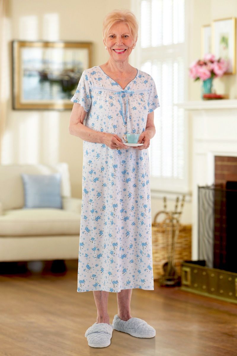 Knit Nightgown Adaptive Clothing for Seniors, Disabled & Elderly Care