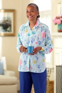 Polyester Roll Sleeve Blouse w/ VELCRO® Brand Fasteners