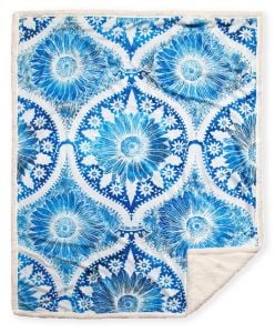 Blue and White Sherpa Throw