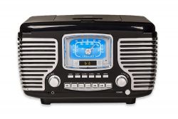 Crosley Retro AM/FM Dual Alarm Clock Radio with CD Player and Bluetooth-Black