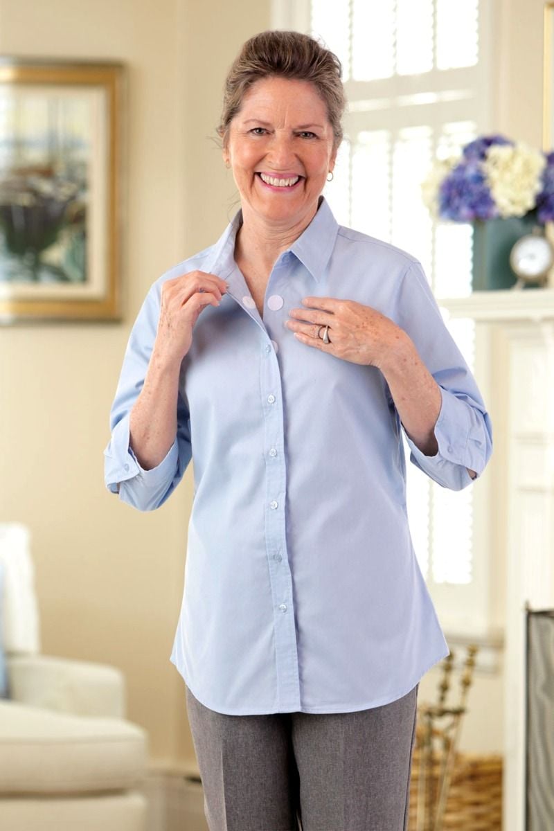 Preference Permanent Wrap 3/4 Sleeve Shirt w/ VELCRO® Brand Fasteners Adaptive Clothing for Seniors,  Disabled & Elderly Care