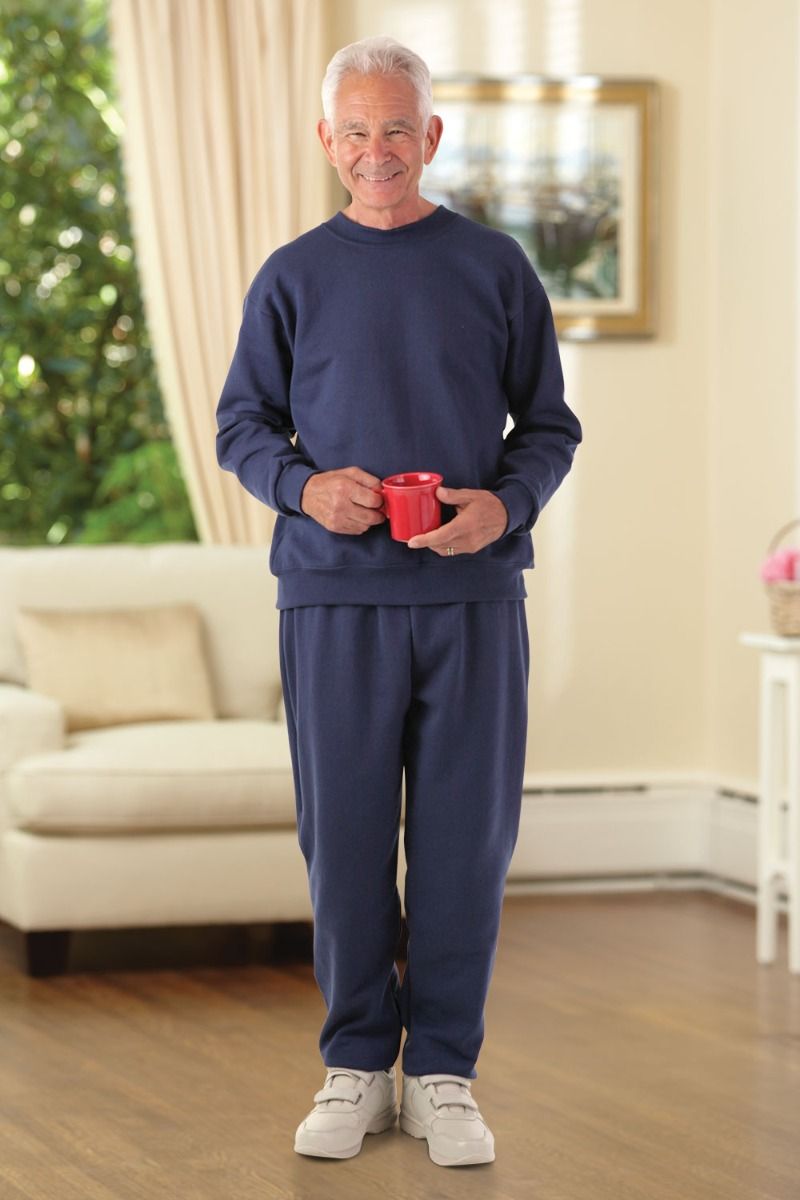 Men's Basic Wrap Back Sweat Top Adaptive Clothing for Seniors, Disabled ...