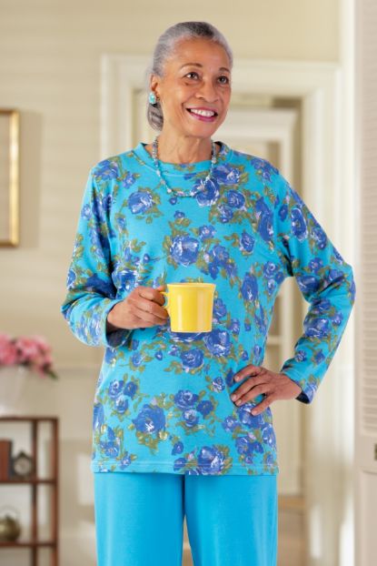 Long Sleeve Printed Knit Top