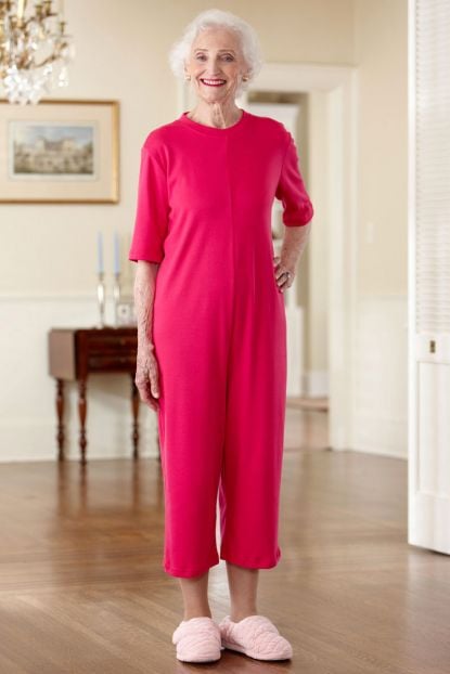 Capri Length Solid Back-Zip Sleep Suit