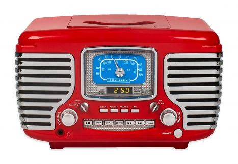 Crosley Retro AM/FM Dual Alarm Clock Radio with CD Player and Bluetooth