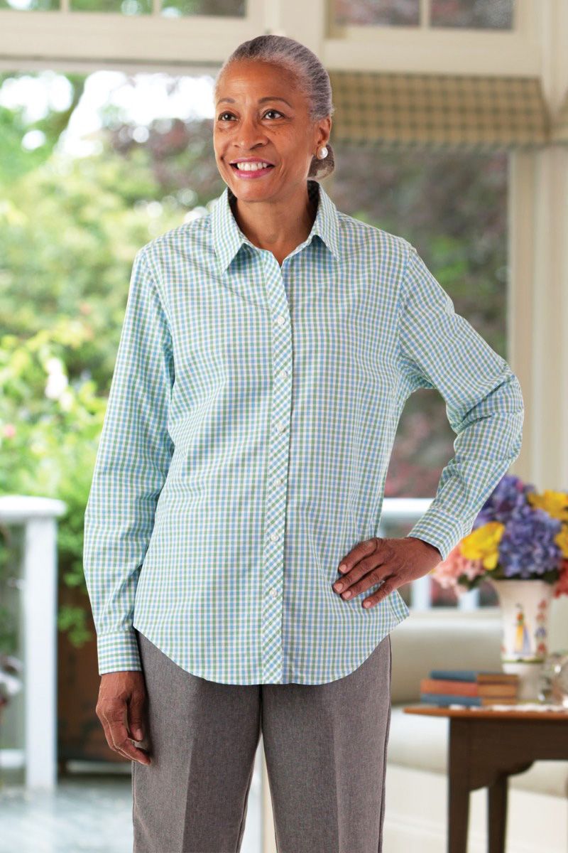 Green gingham shirt womens cheap