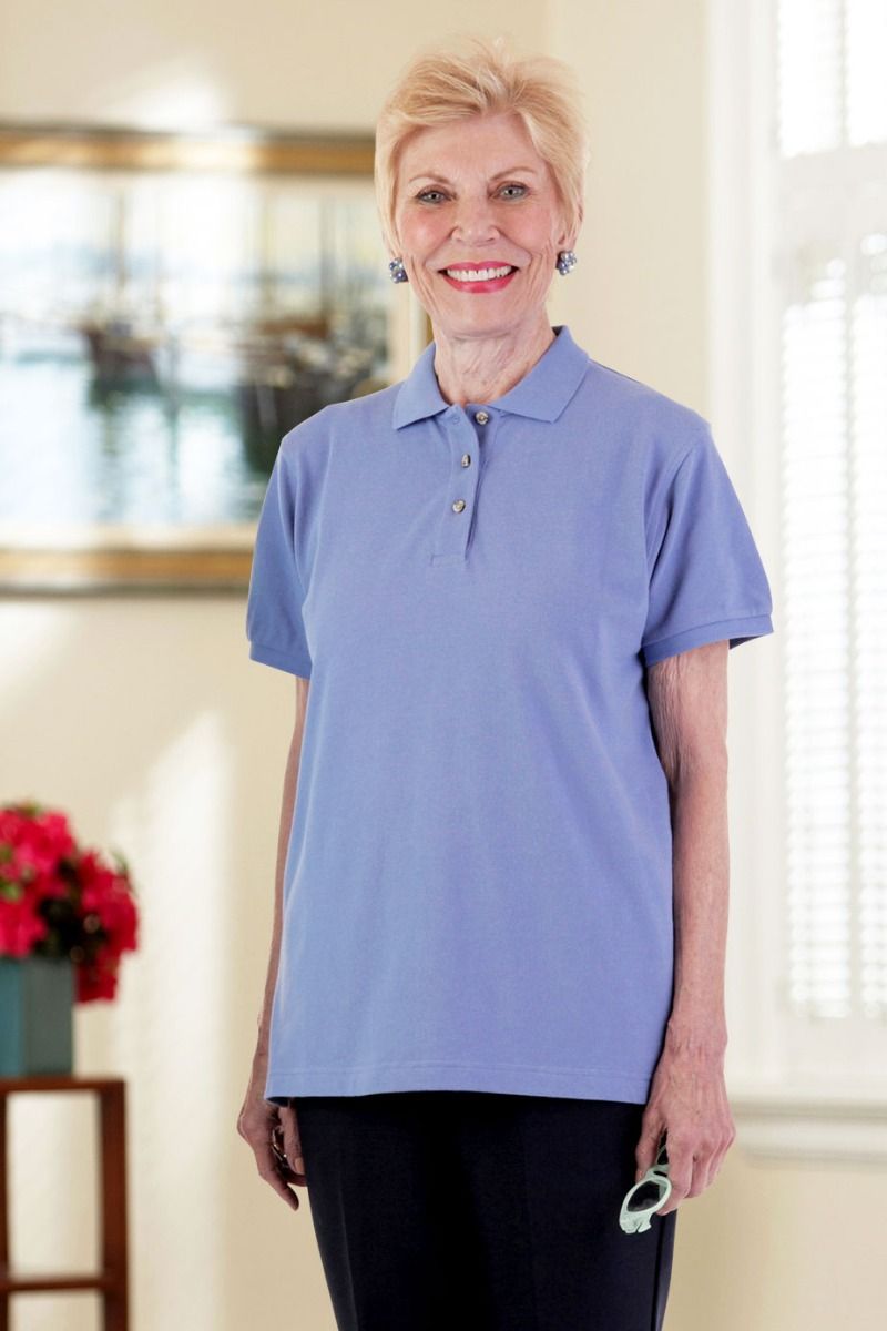 Women s Polo Shirt S 4X Adaptive Clothing for Seniors Disabled Elderly Care