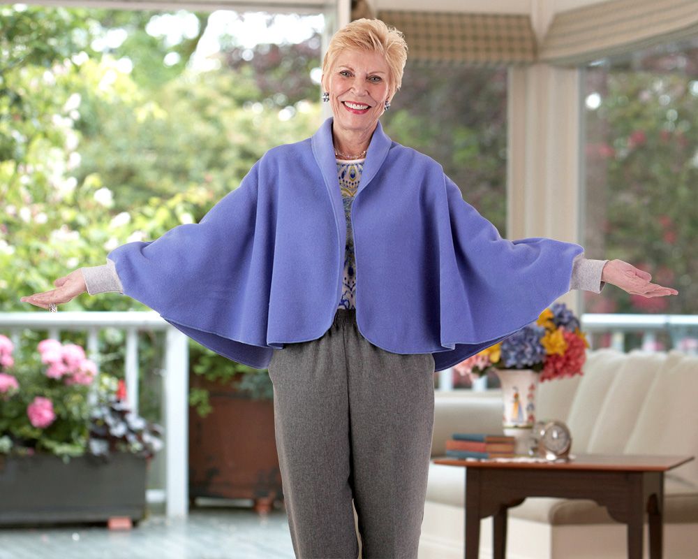 Cozy Fleece Shawl with Sleeves Adaptive Clothing for Seniors Disabled Elderly Care