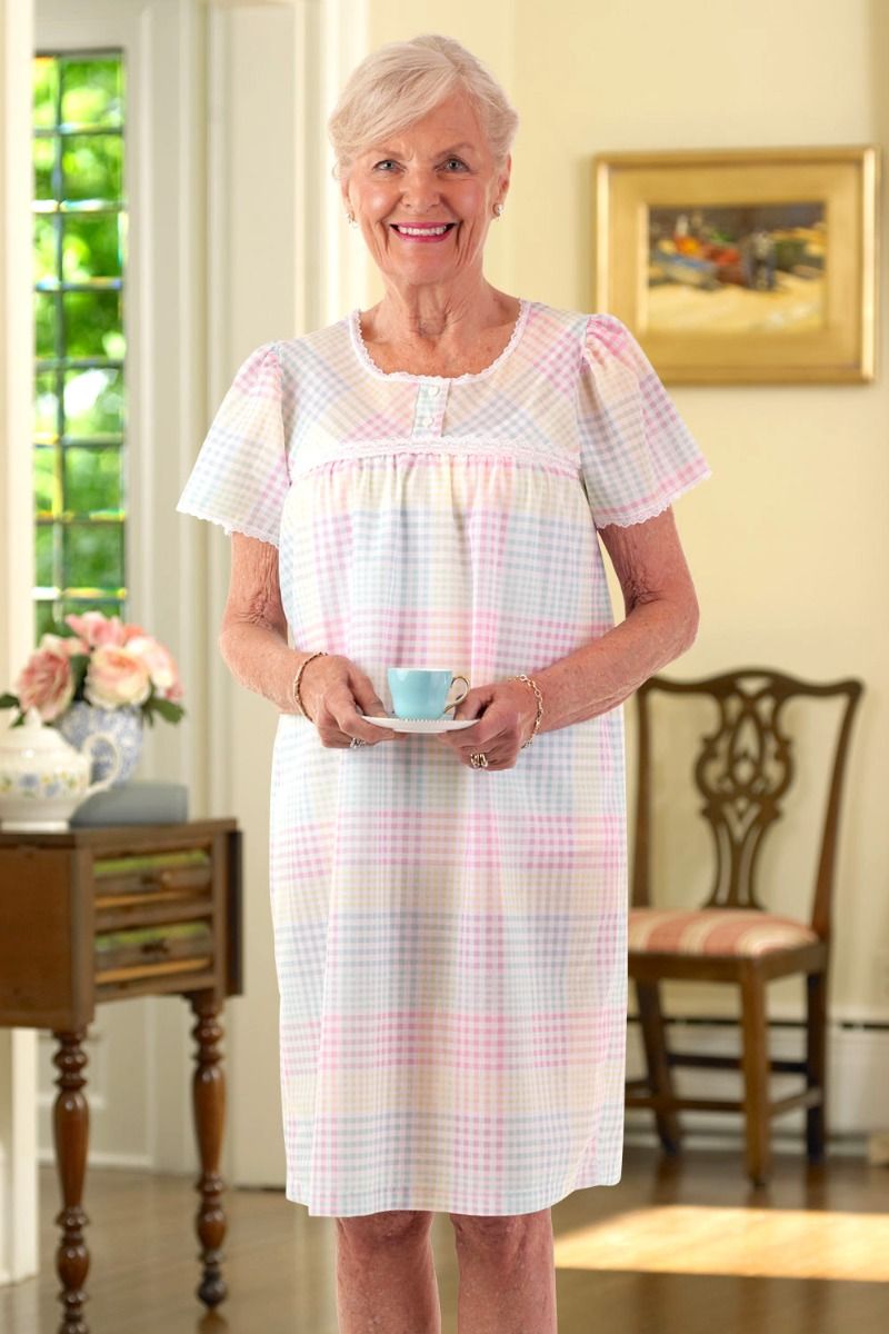 Cotton Poly Nightgown 2X 3X only Adaptive Clothing for Seniors Disabled Elderly Care