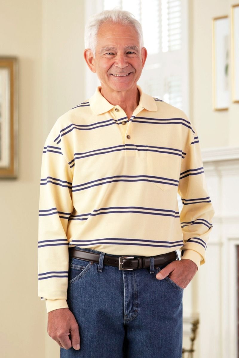 Long sleeve polo shirts with chest pocket cheap