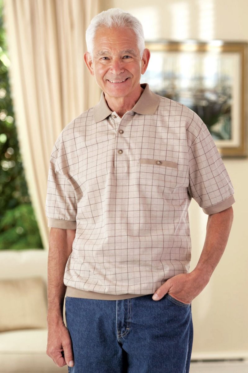 Men s Short Sleeve Banded Polo Shirt Adaptive Clothing for Seniors Disabled Elderly Care