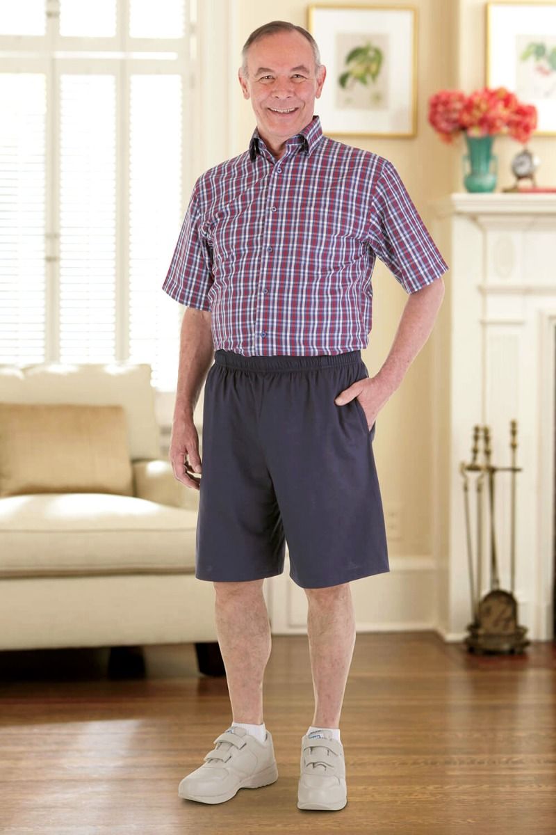 Men s Knit Shorts Adaptive Clothing for Seniors Disabled Elderly Care