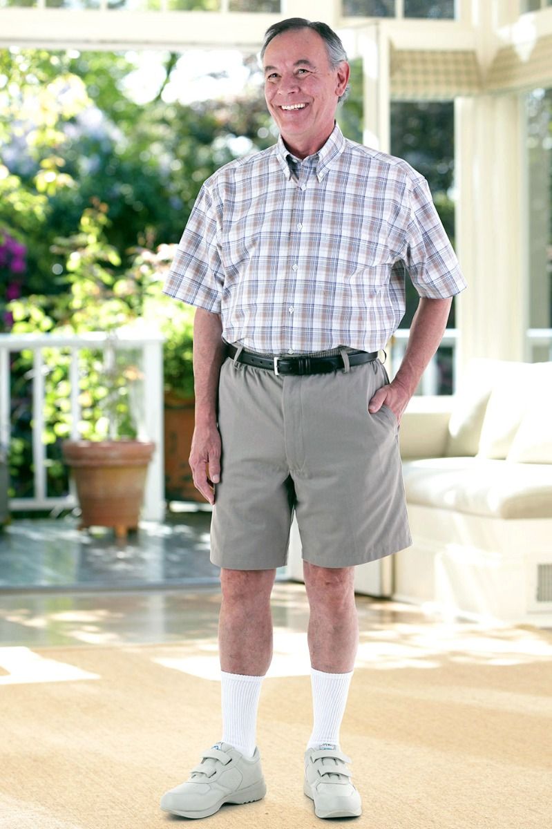 Men s Elastic Waist Zip Fly Shorts Adaptive Clothing for Seniors Disabled Elderly Care