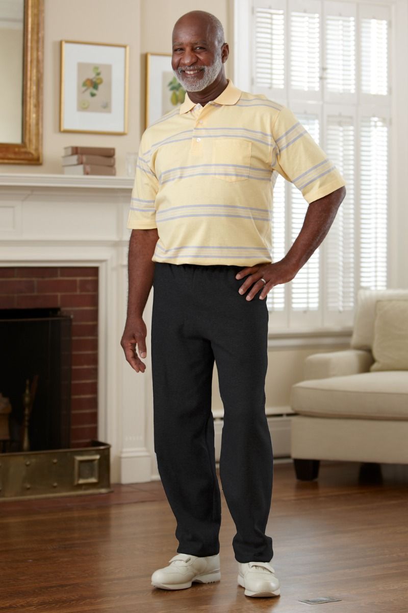 Men s Short Sleeve Polo Back Zip Jumpsuit S 2X Adaptive Clothing for Seniors Disabled Elderly Care
