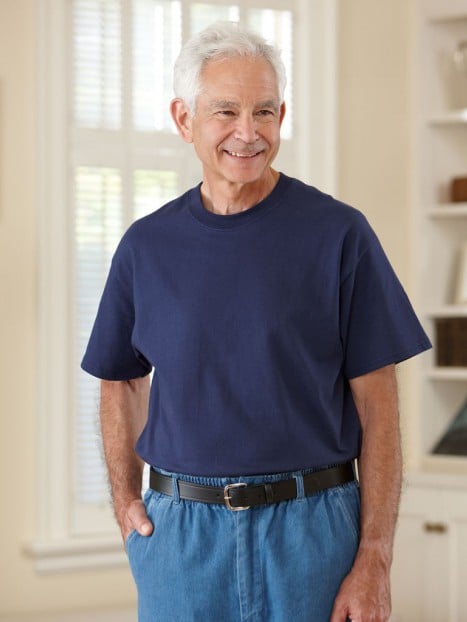 Men's Short Sleeve Solid Snap Back T-Shirt